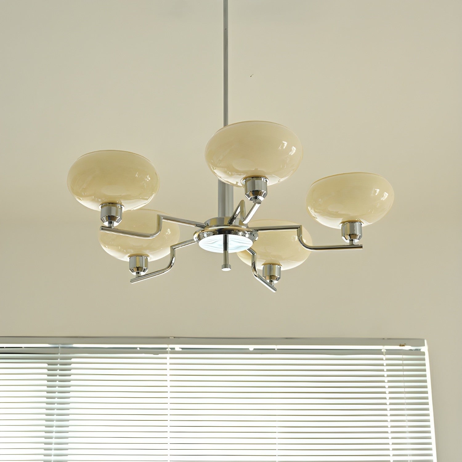 Shadella Modern Cream Glass Bauhaus Chandelier