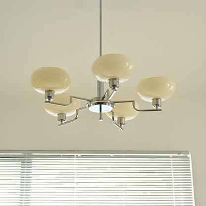 Shadella Modern Cream Glass Bauhaus Chandelier