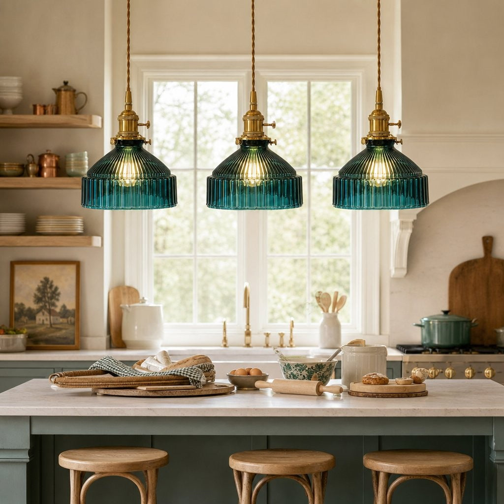 Zyrion Retro Ribbed Clear Glass Pendant Light