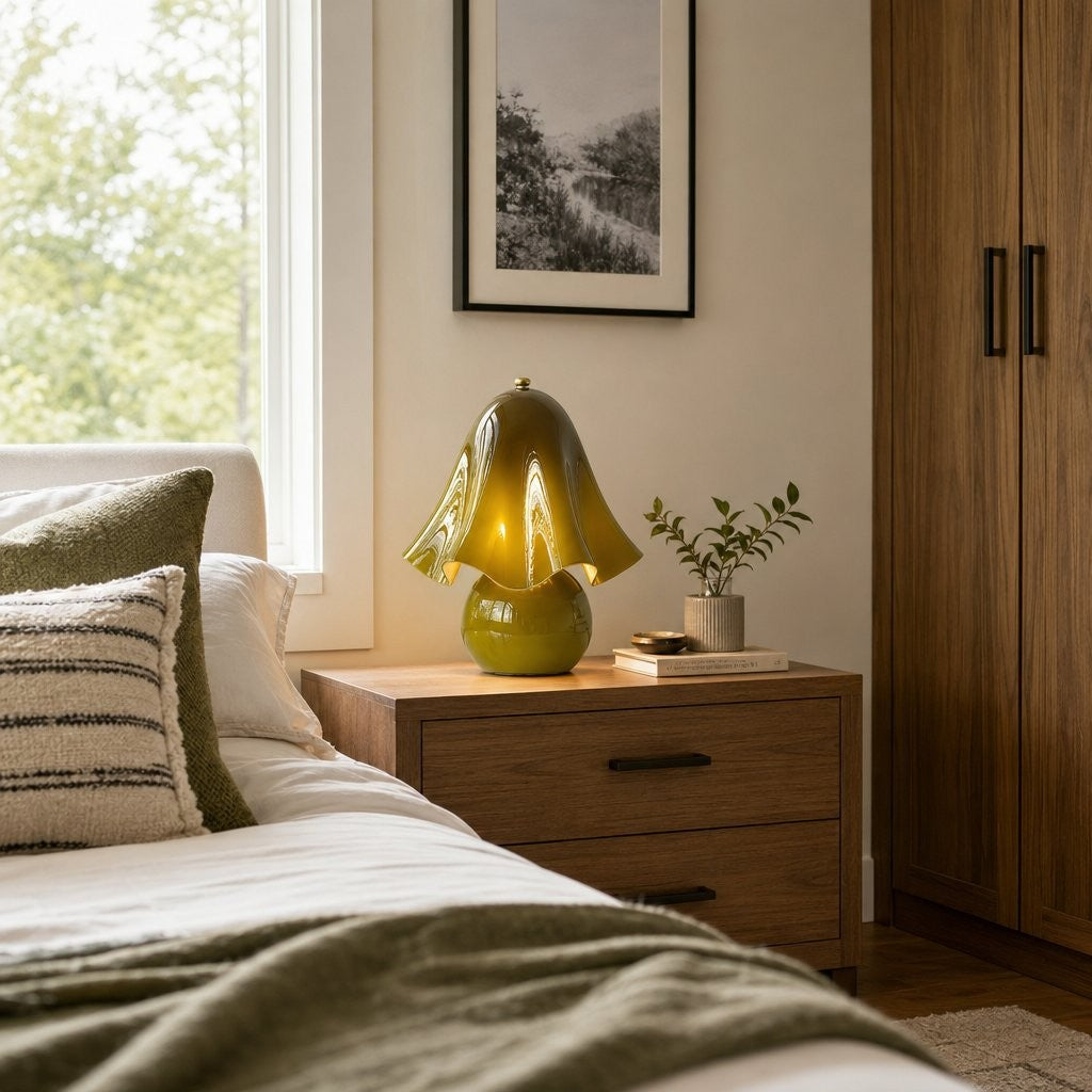 Catalina Modern Wavy Glass Petal Fazzo Table Lamp