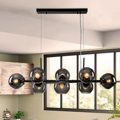 Malley Modern 8-Light Black Globe Glass Chandelier