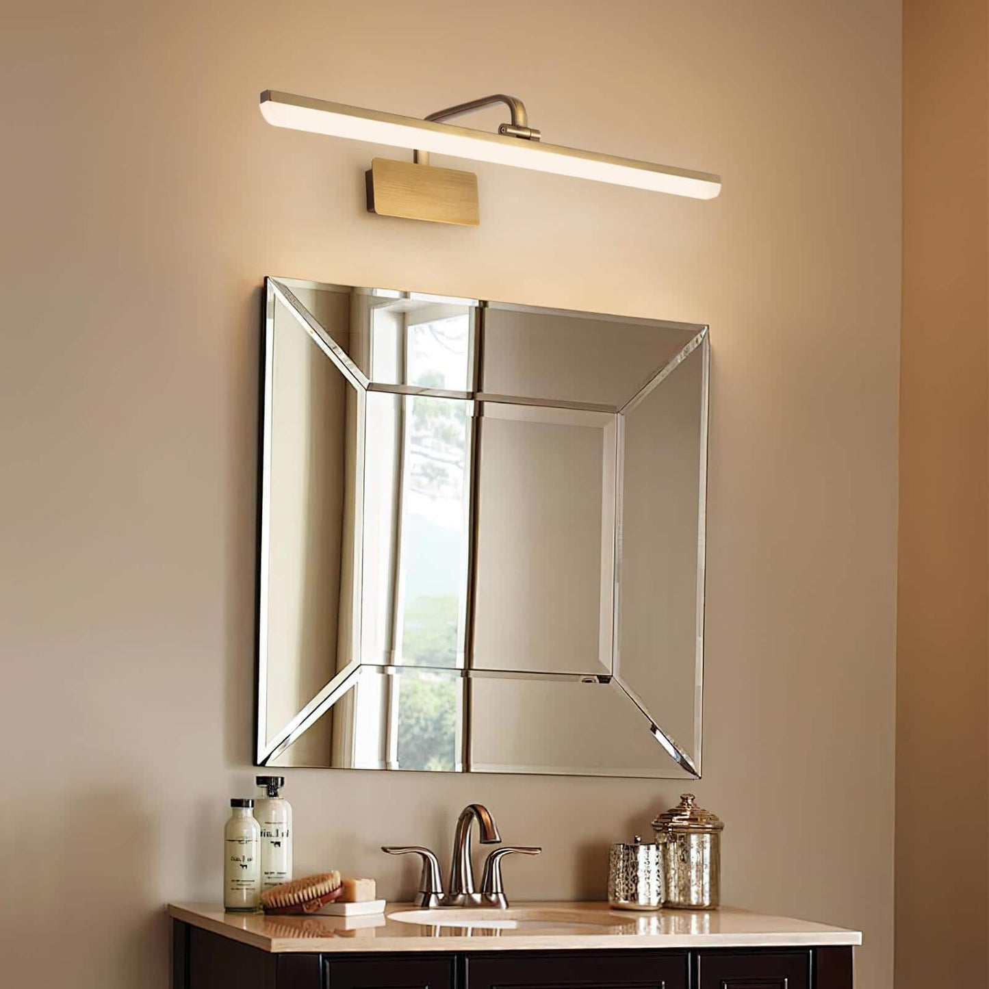 Jaryn Rustic LED Bar Brass Wall Light