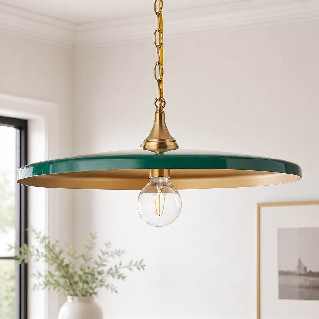 Adley Mid-Century Brass Disc Pendant Light