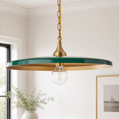 Adley Mid-Century Brass Disc Pendant Light