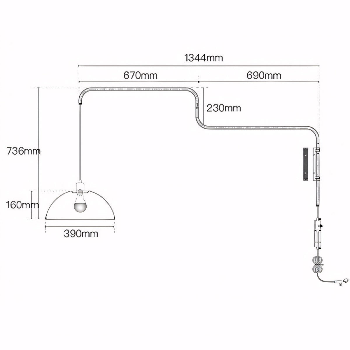 Thalys Minimalist Adjustable Swing Long Arm Dome Sconce