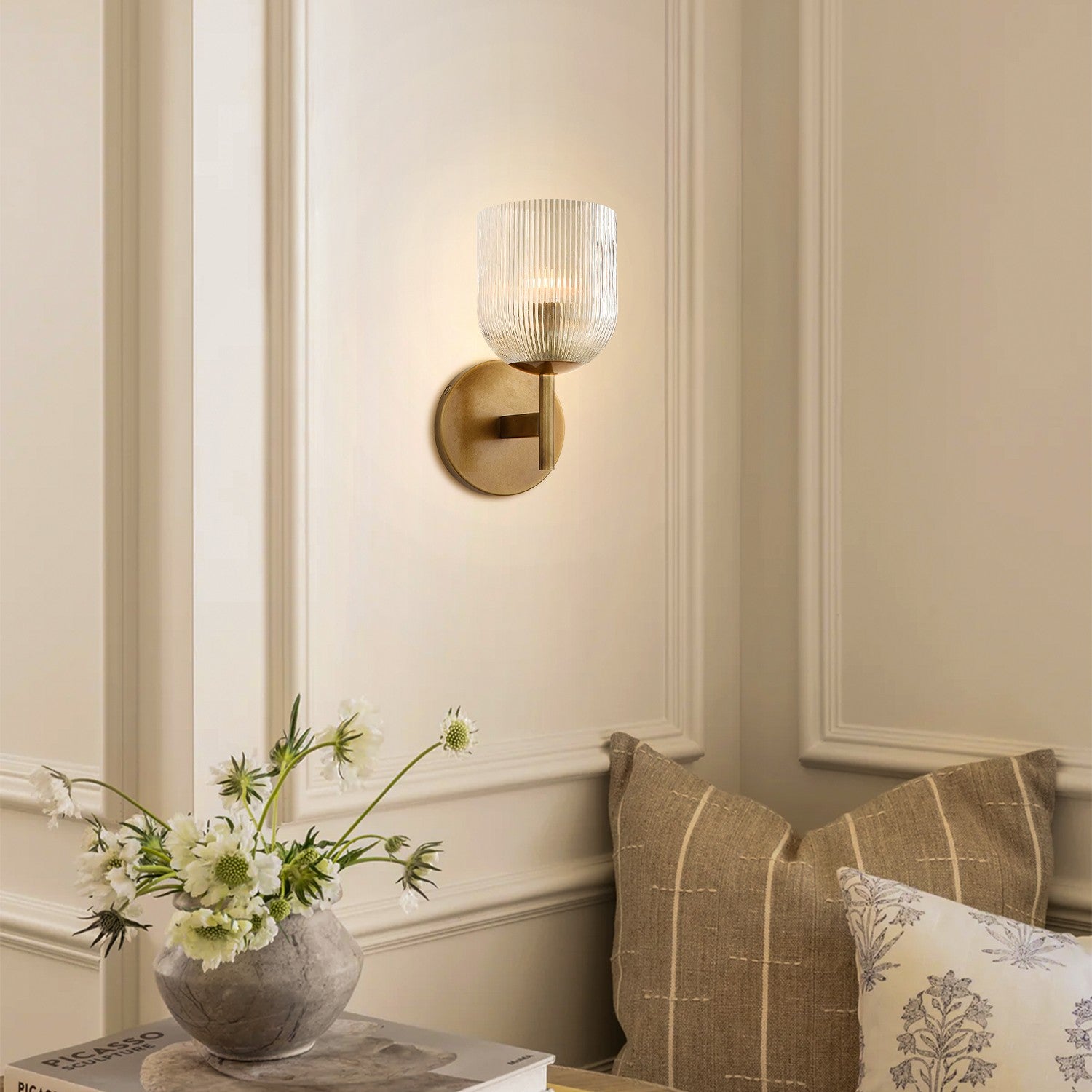 Alain Cooper Ribbed Glass Wall Sconce