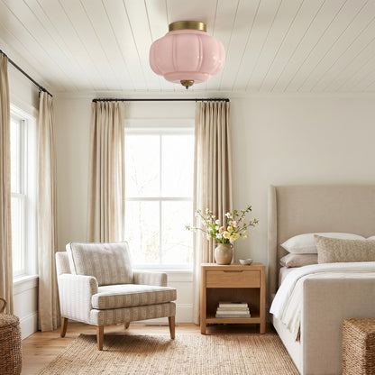 Ozita Retro Milk Glass Semi Flush Mount Eloise Ceiling Light