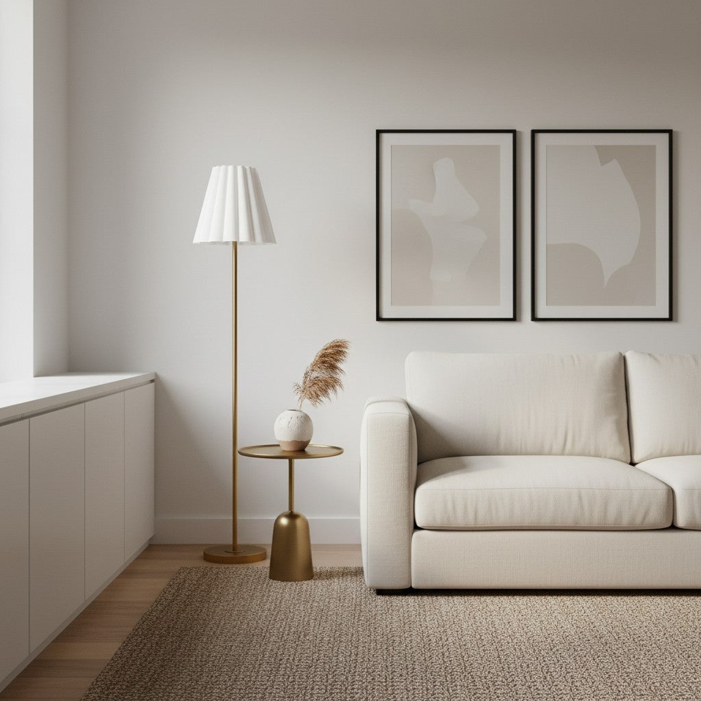 Eadweard Modern Cone White Linen Floor Lamp