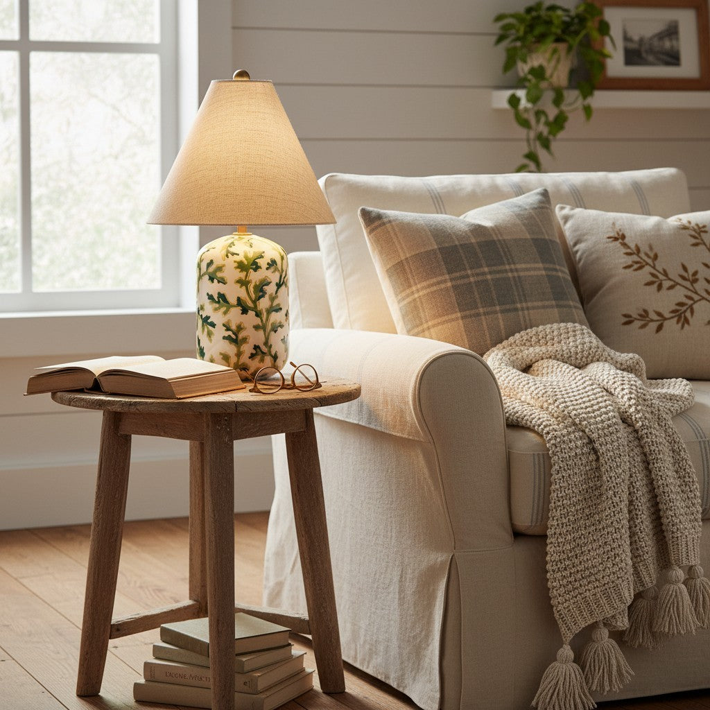Thalira Vintage Ceramic Linen Table Lamp