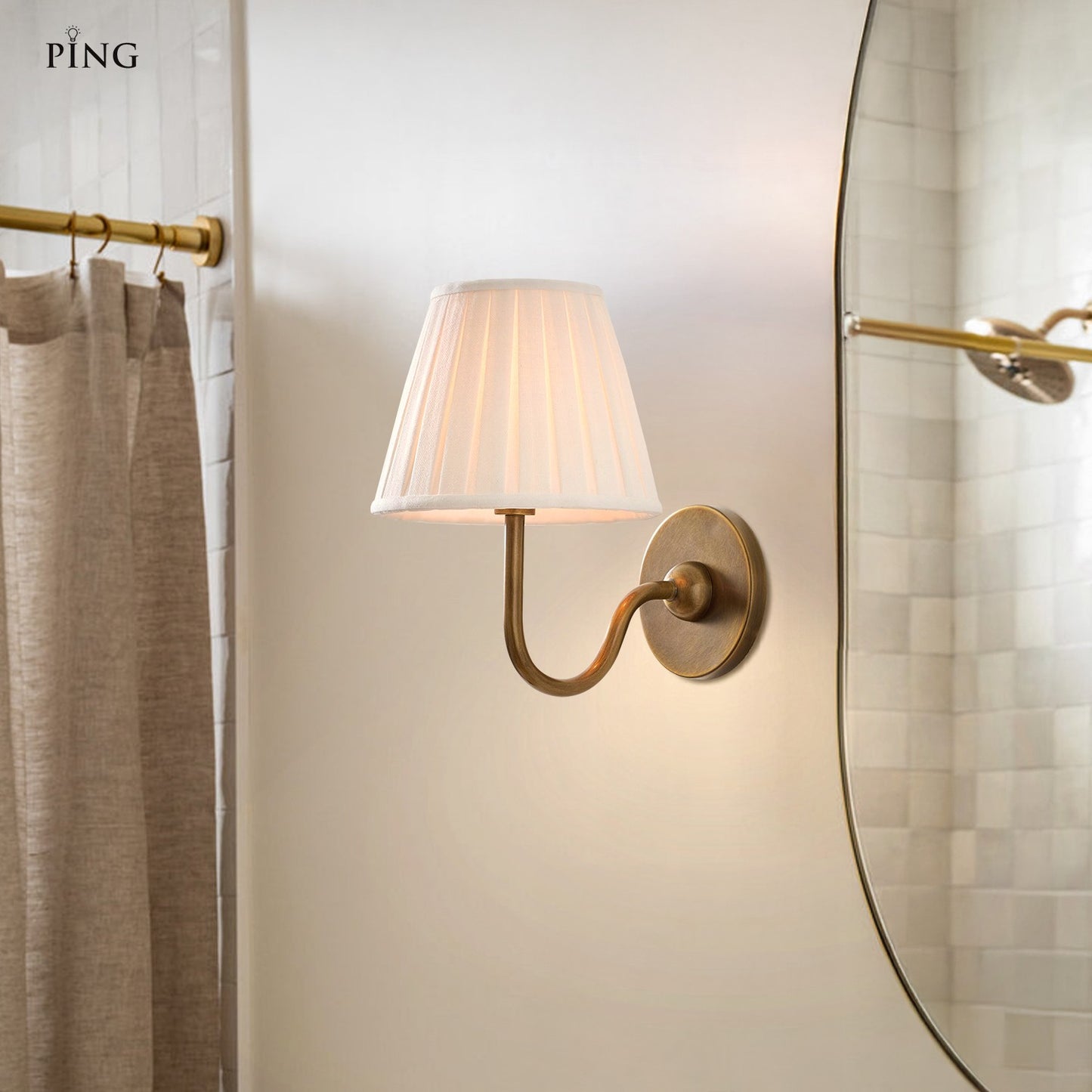 Stefania Rustic White Pleated Fabric Shade Sconce