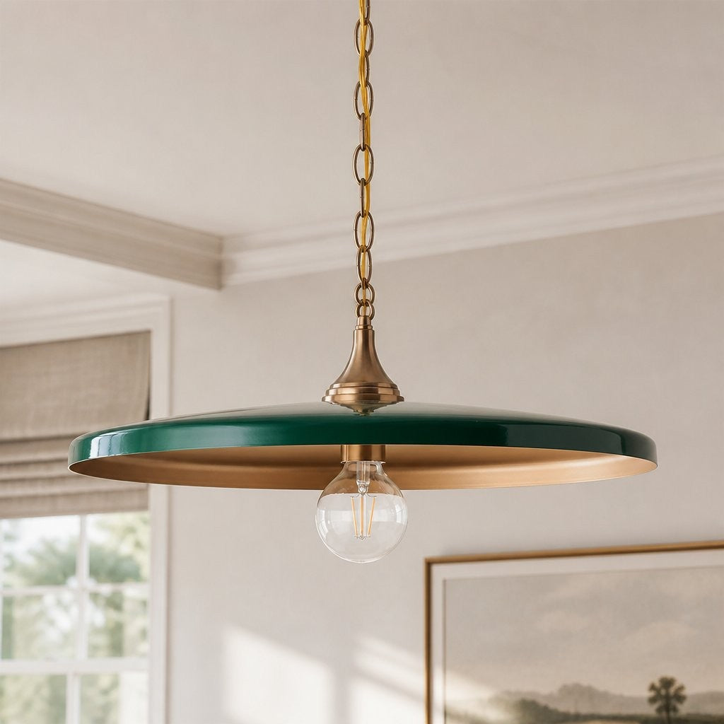 Adley Mid-Century Brass Disc Pendant Light