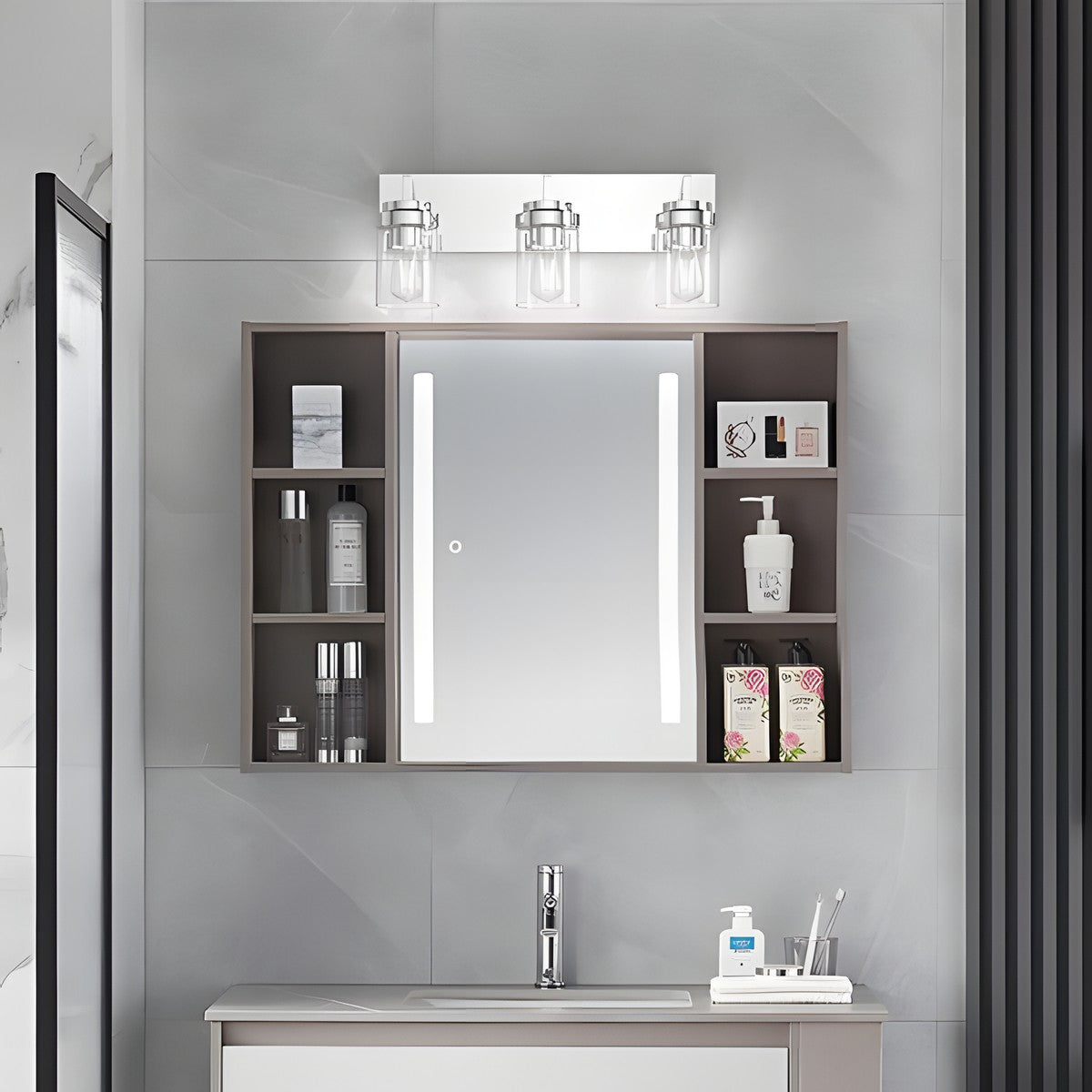 Pyros Farmhouse Clear Glass Cylinder Vanity Wall Light