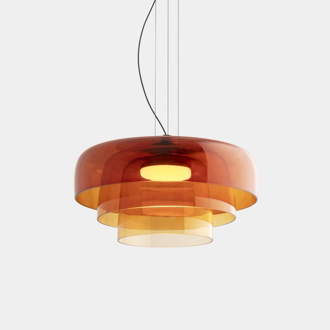 Zaire Bowl Shaped Layer Stained Glass Pendant Light
