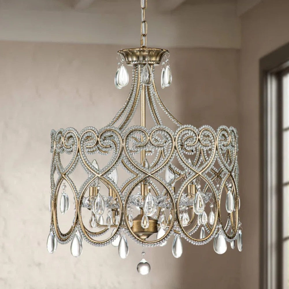 Neve Luxury French Antique Crystal Drum Chandelier