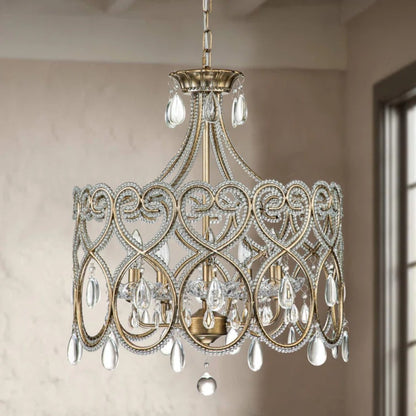 Neve Luxury French Antique Crystal Drum Chandelier
