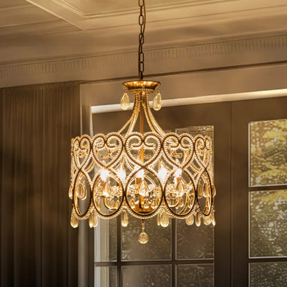 Neve Luxury French Antique Crystal Drum Chandelier