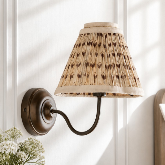 Fenwick Vintage Pleated Pattern Fabric Shade Wall Sconce
