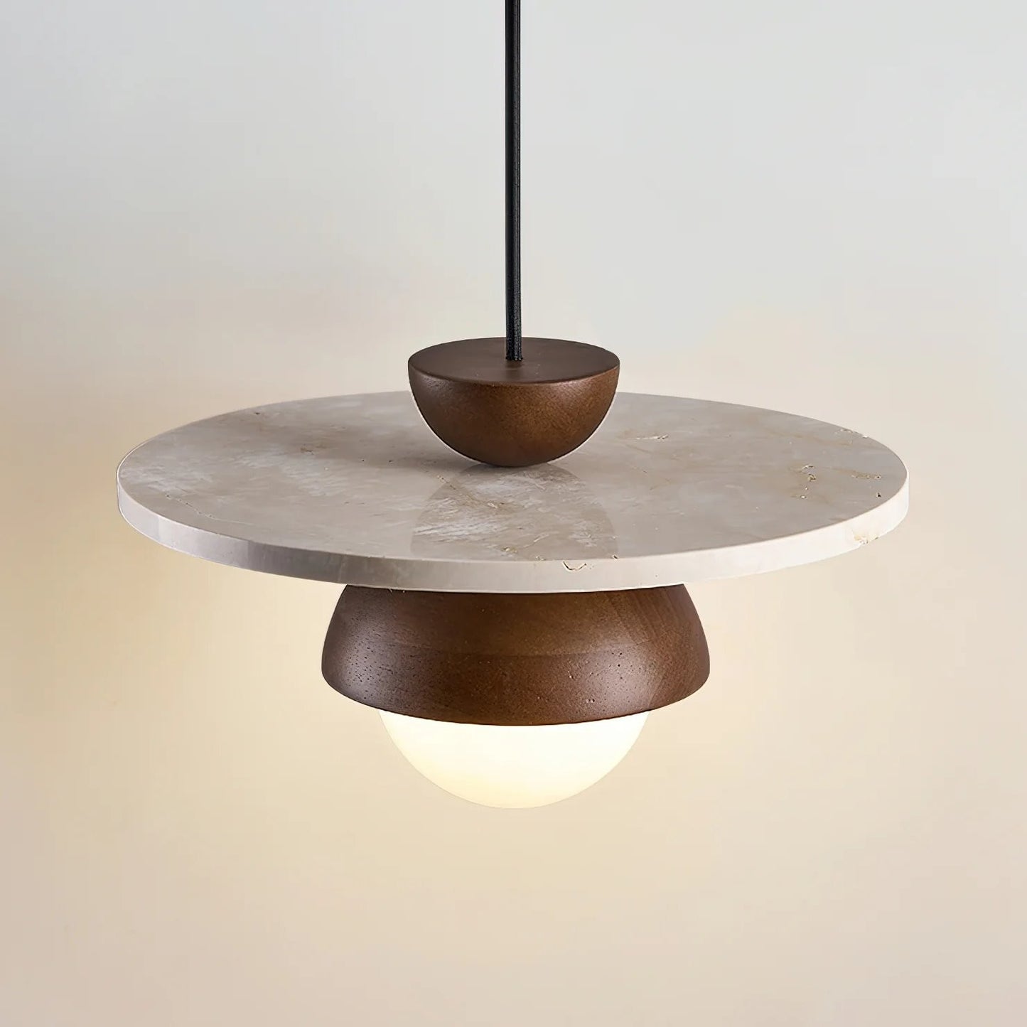 Dagan Wabi-Sabi Travertine Wood Globe Pendant Lamp