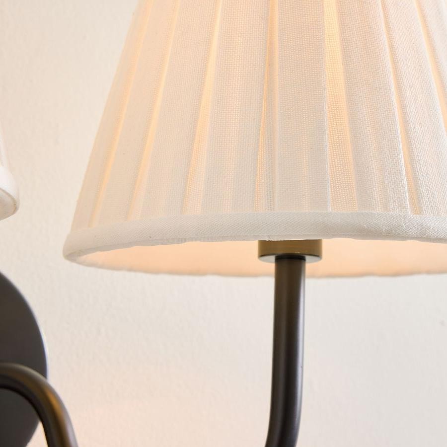 Stefania Rustic White Pleated Fabric Shade Sconce