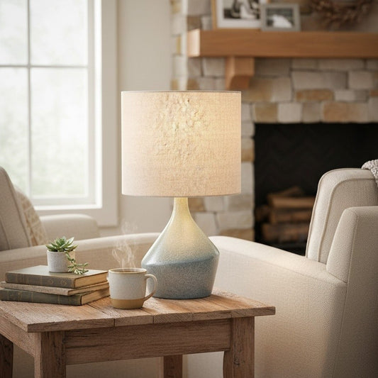 Daphne Vintage Ceramic Linen Shade Table Lamp