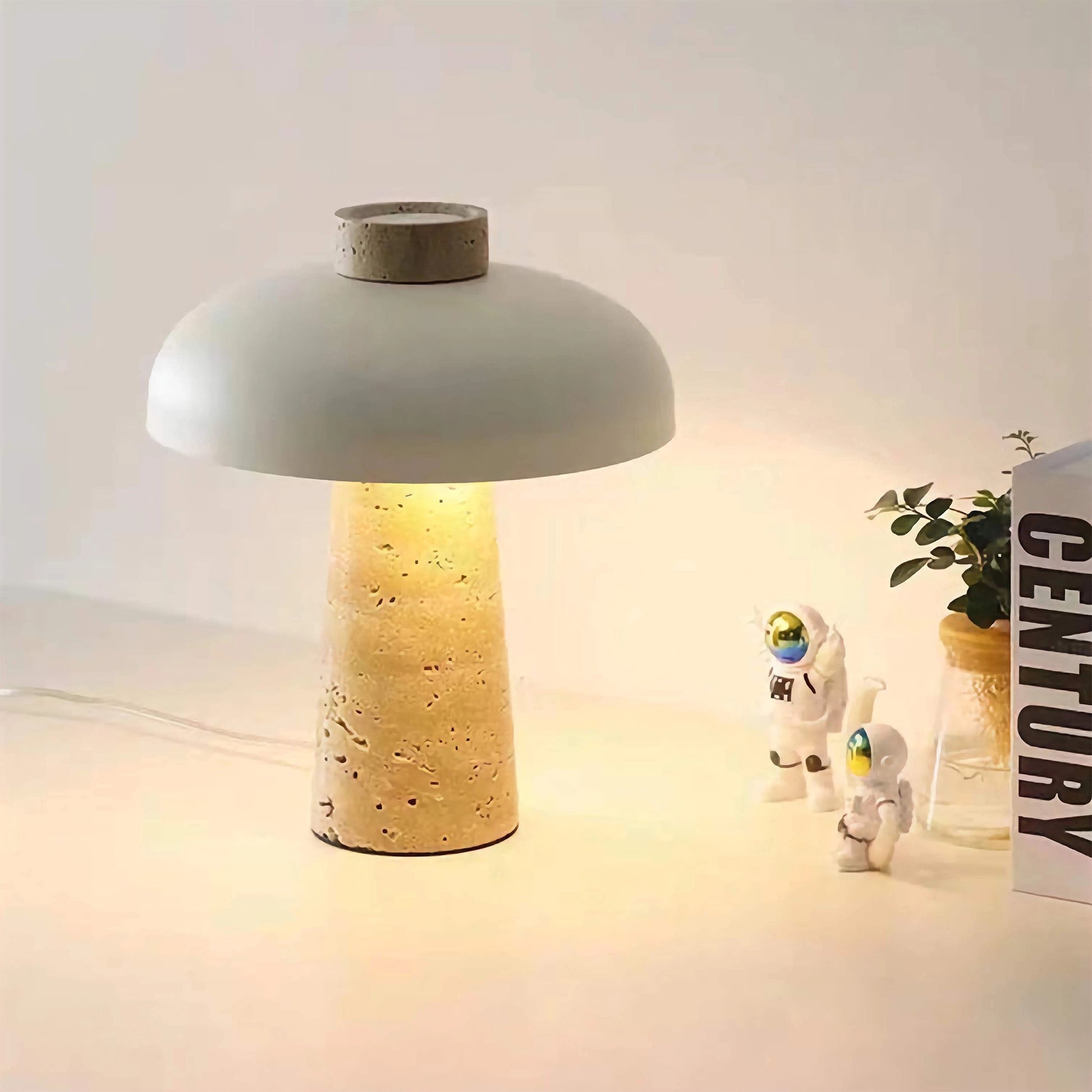 Salma Travertine Mushroom LED Table Lamp