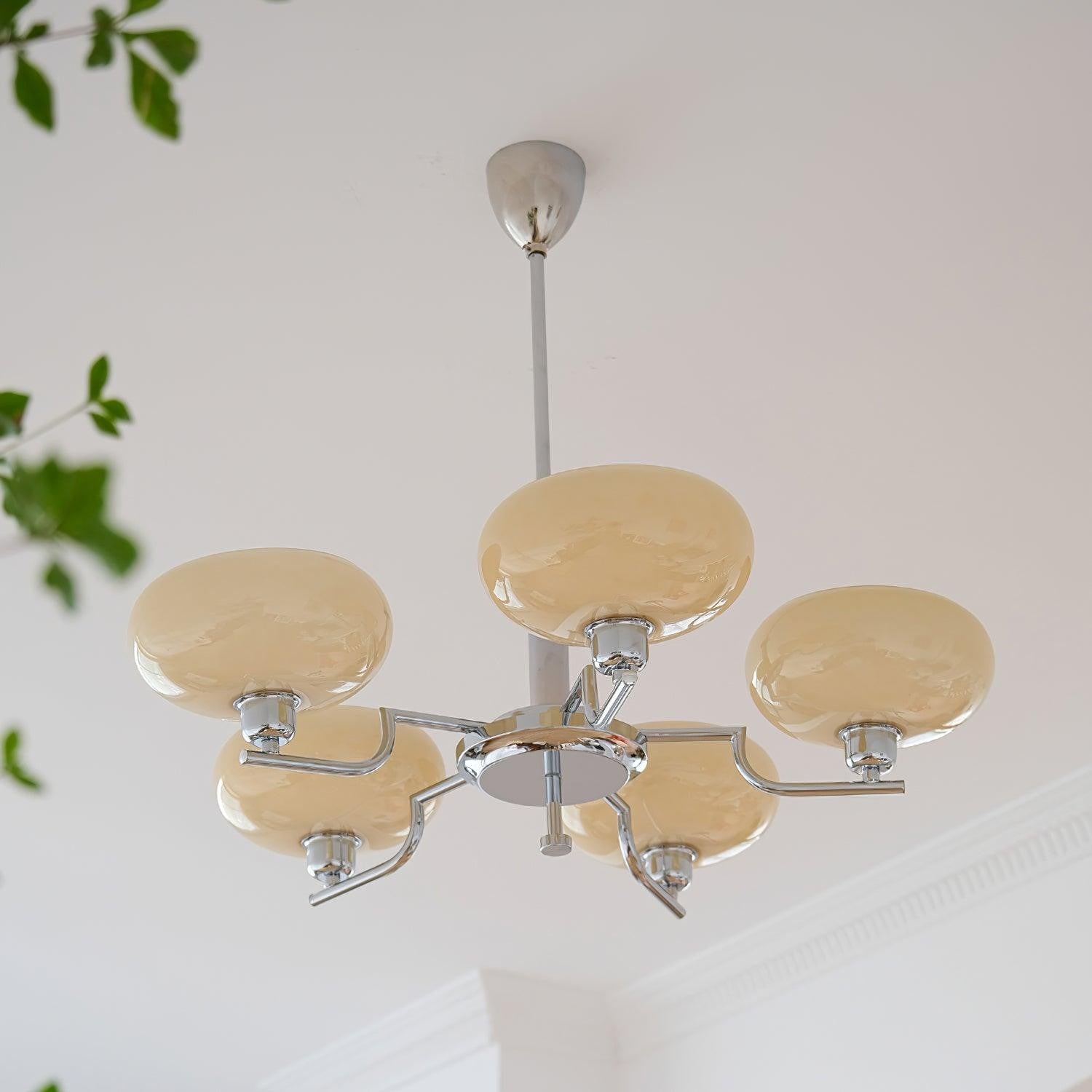 Shadella Modern Cream Glass Bauhaus Chandelier