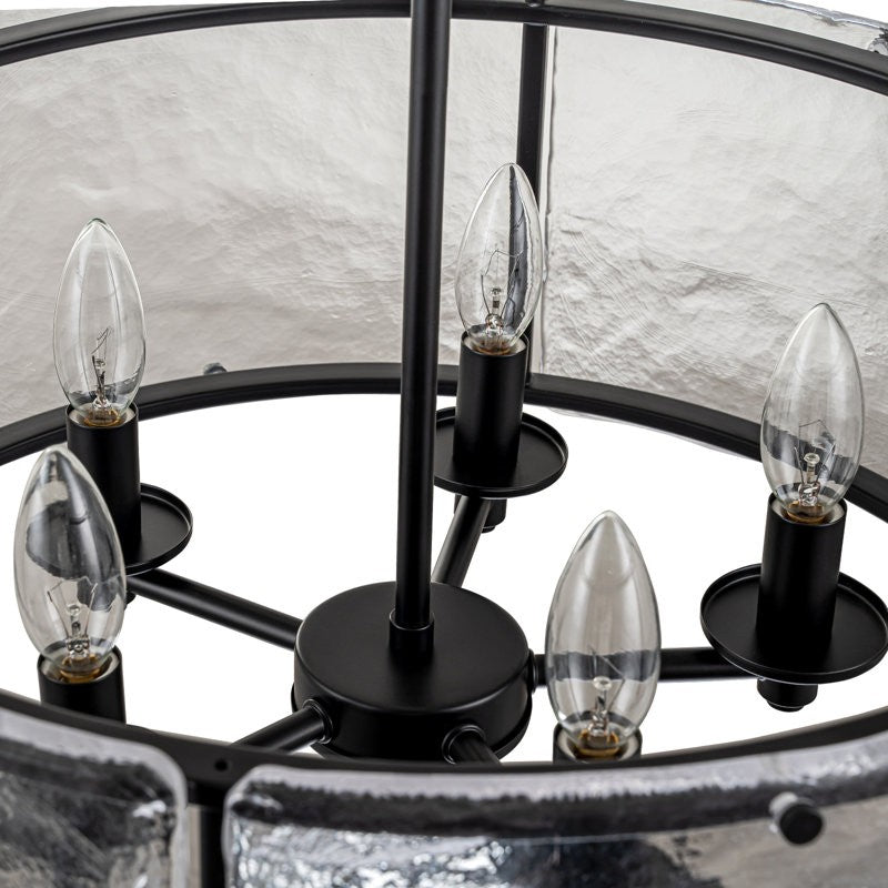 Coriander Farmhouse Water Ripple Glass Drum Chandelier