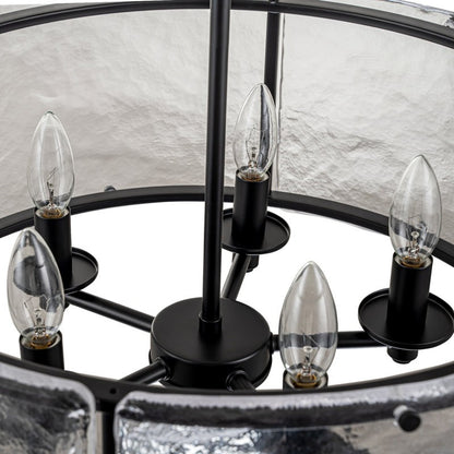 Coriander Farmhouse Water Ripple Glass Drum Chandelier