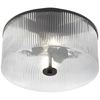 Claude Farmhouse Striped Glass Drum Ceiling Light