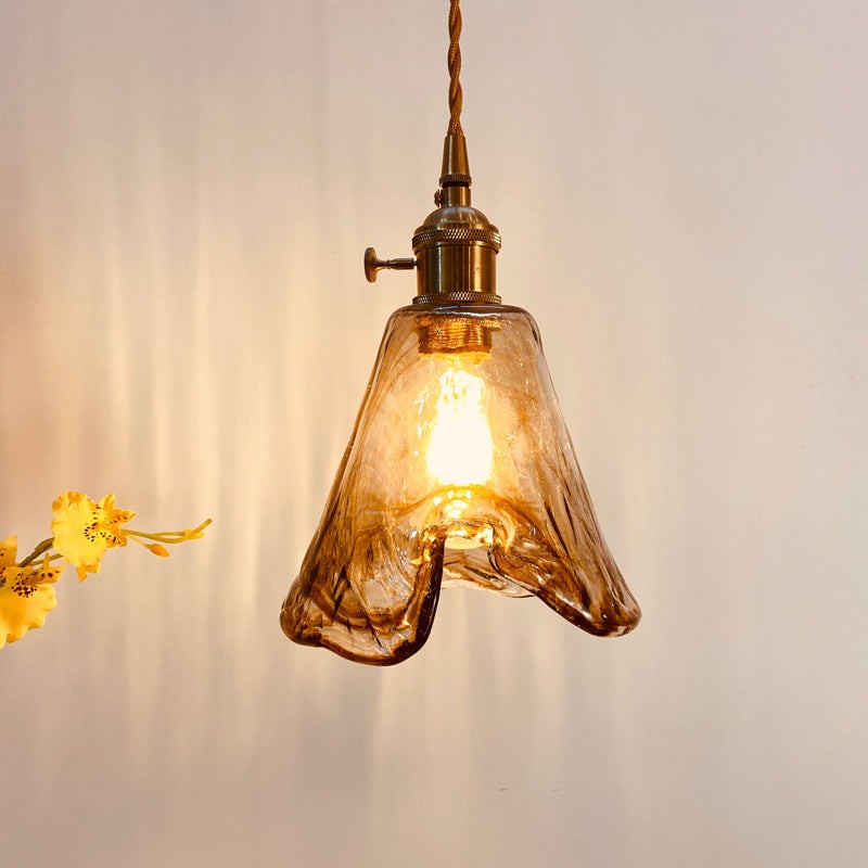 Cyralix Brass Coffee Water Ripple Glass Pendant Light