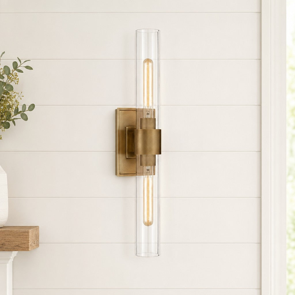 Zinnia Glass Tube Double Wall Mounted Light
