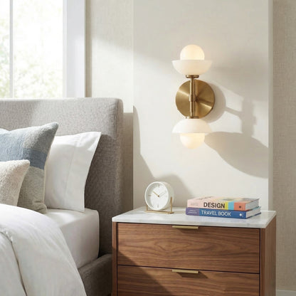 Brianna Farmhouse Alabaster Double Globe Sconce