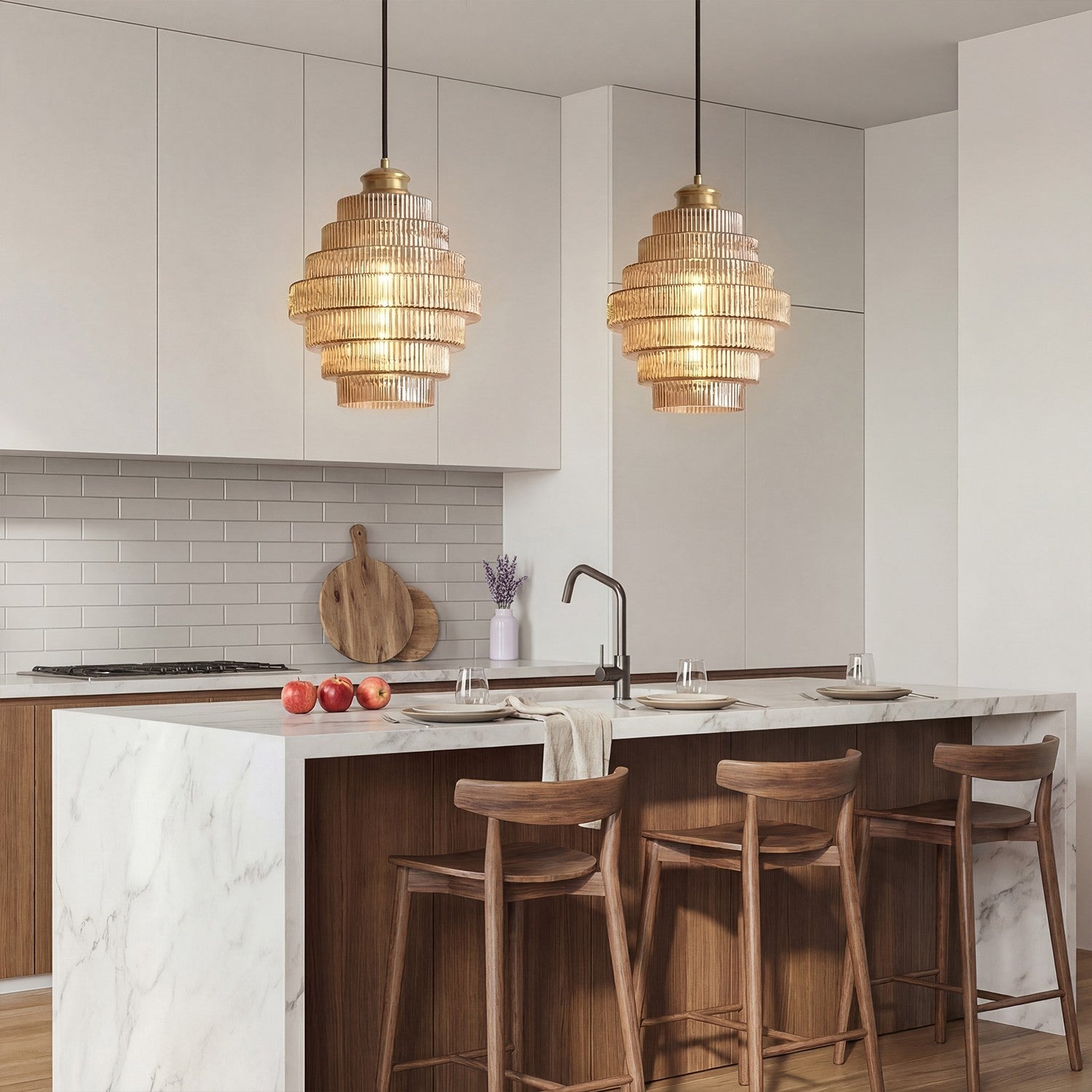 Kaelyn Bottle Shade Stained Striped Glass Pendant Light