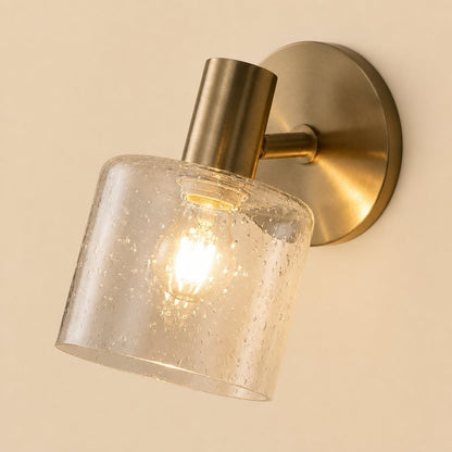 Caris Modern Brass Cylinder Glass Wall Sconce
