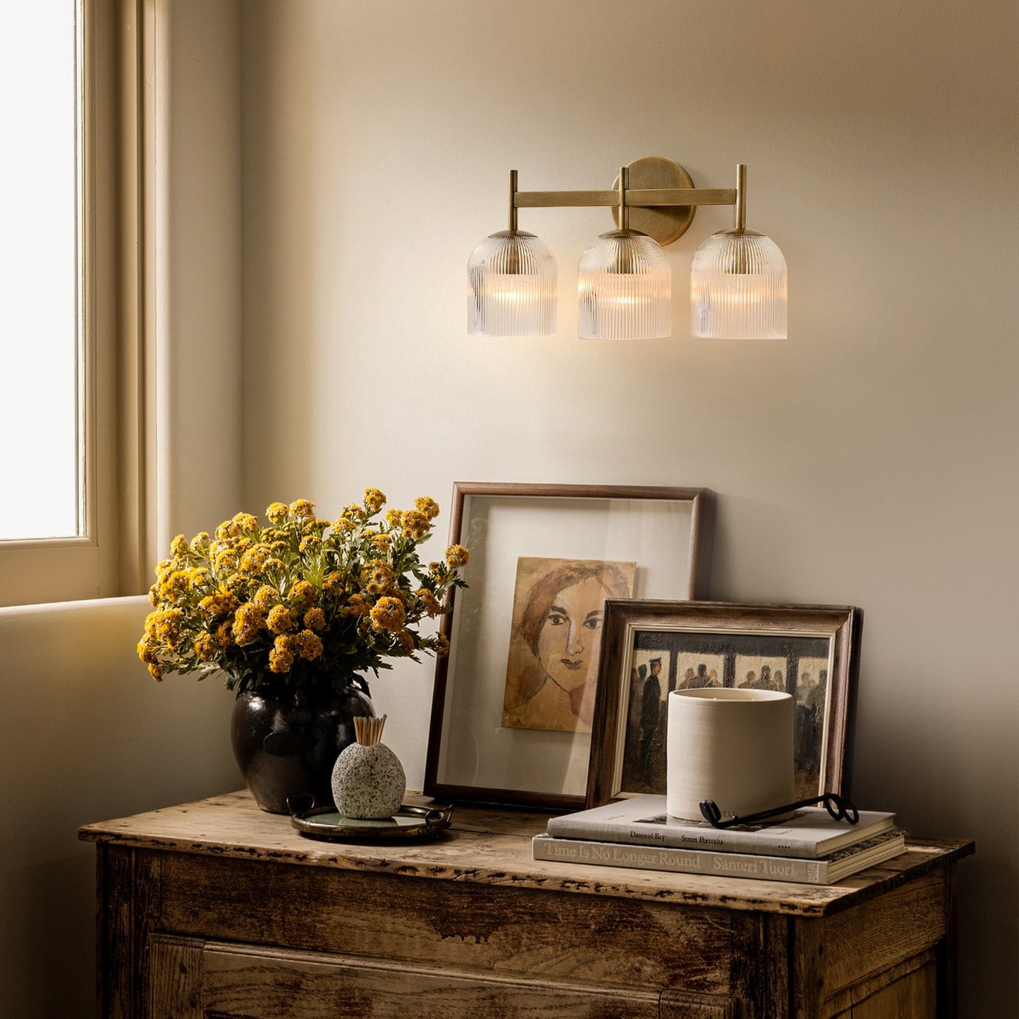 Alain Cooper Ribbed Glass Wall Sconce