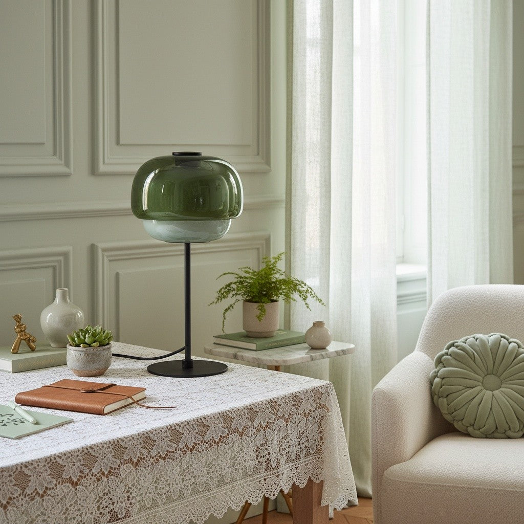 Xyndrae Modern Nordic Double-Layered Tinted Glass Table Lamp