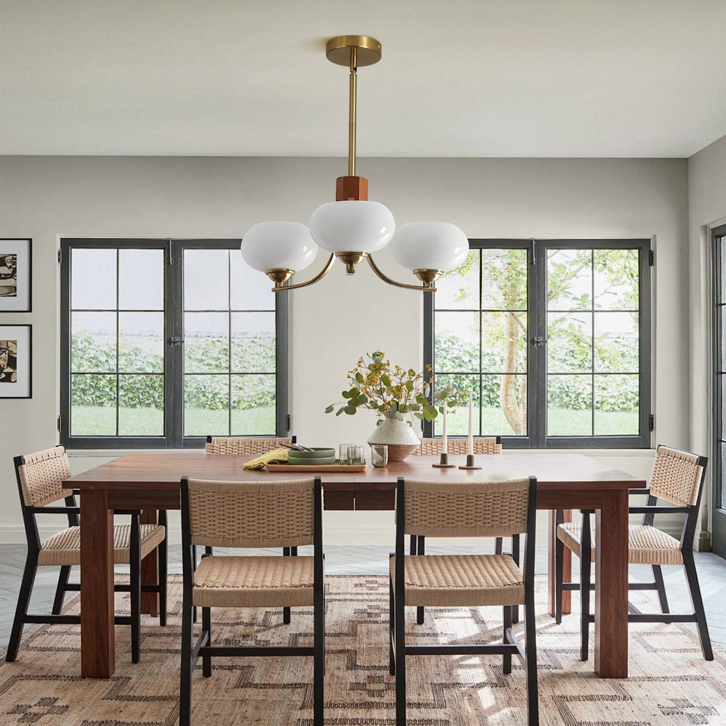 Juino Wood Farmhouse Milk Ball Sputnik Chandelier