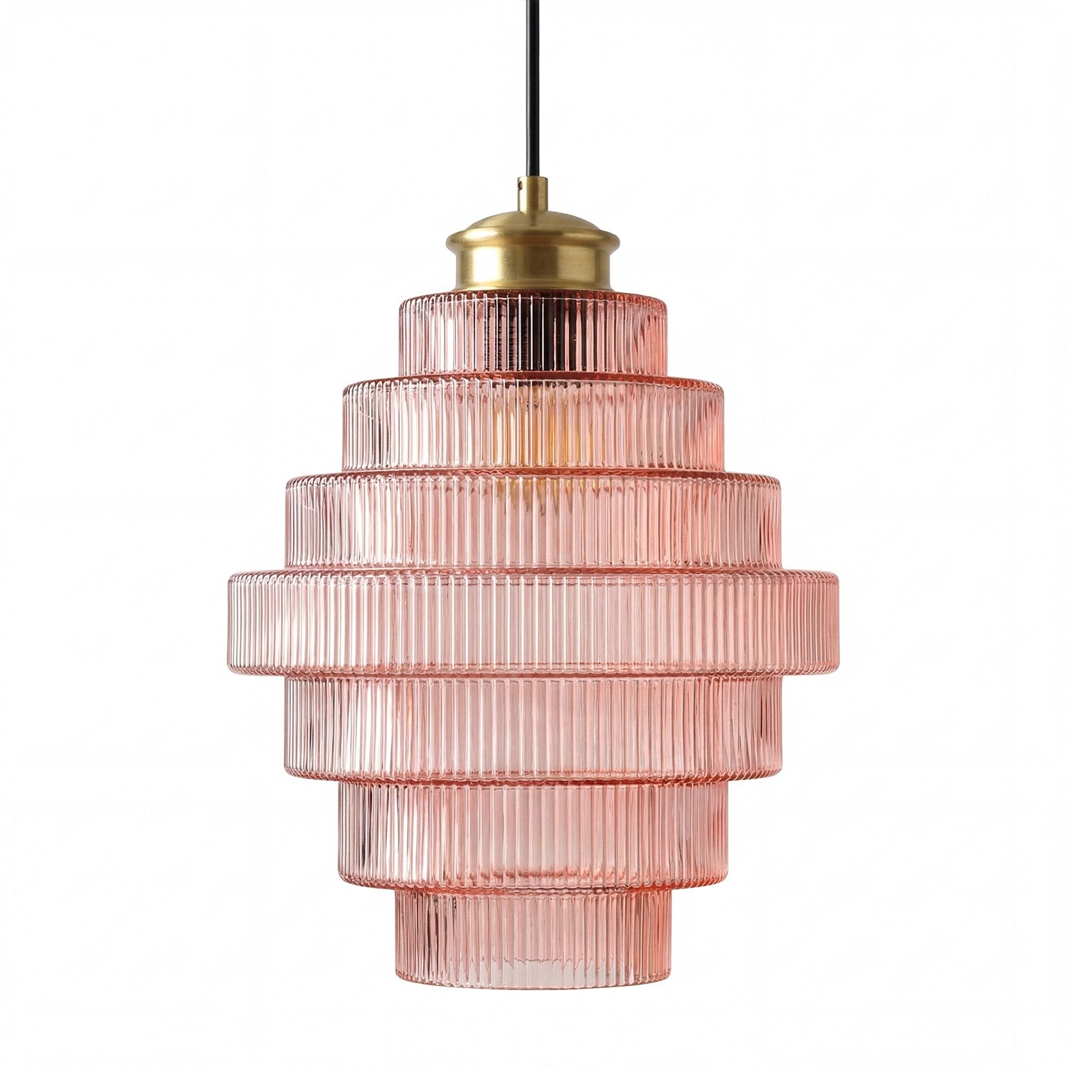 Kaelyn Bottle Shade Stained Striped Glass Pendant Light