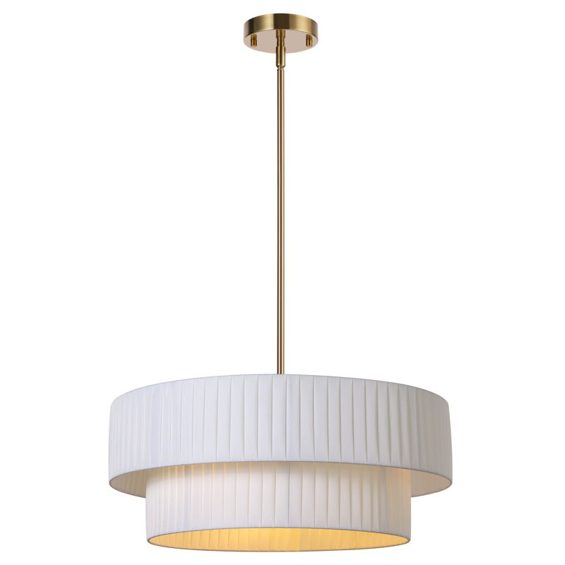 Elaraine Pleated Fabric Circular Drum Shade Chandelier