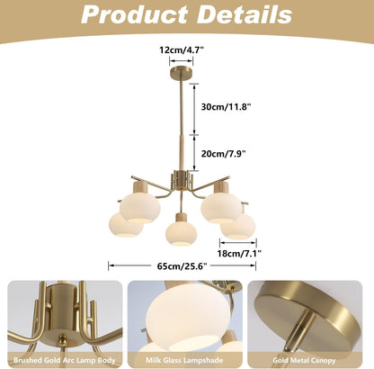 Jesper Gold Modern Frosted Glass Chandelier