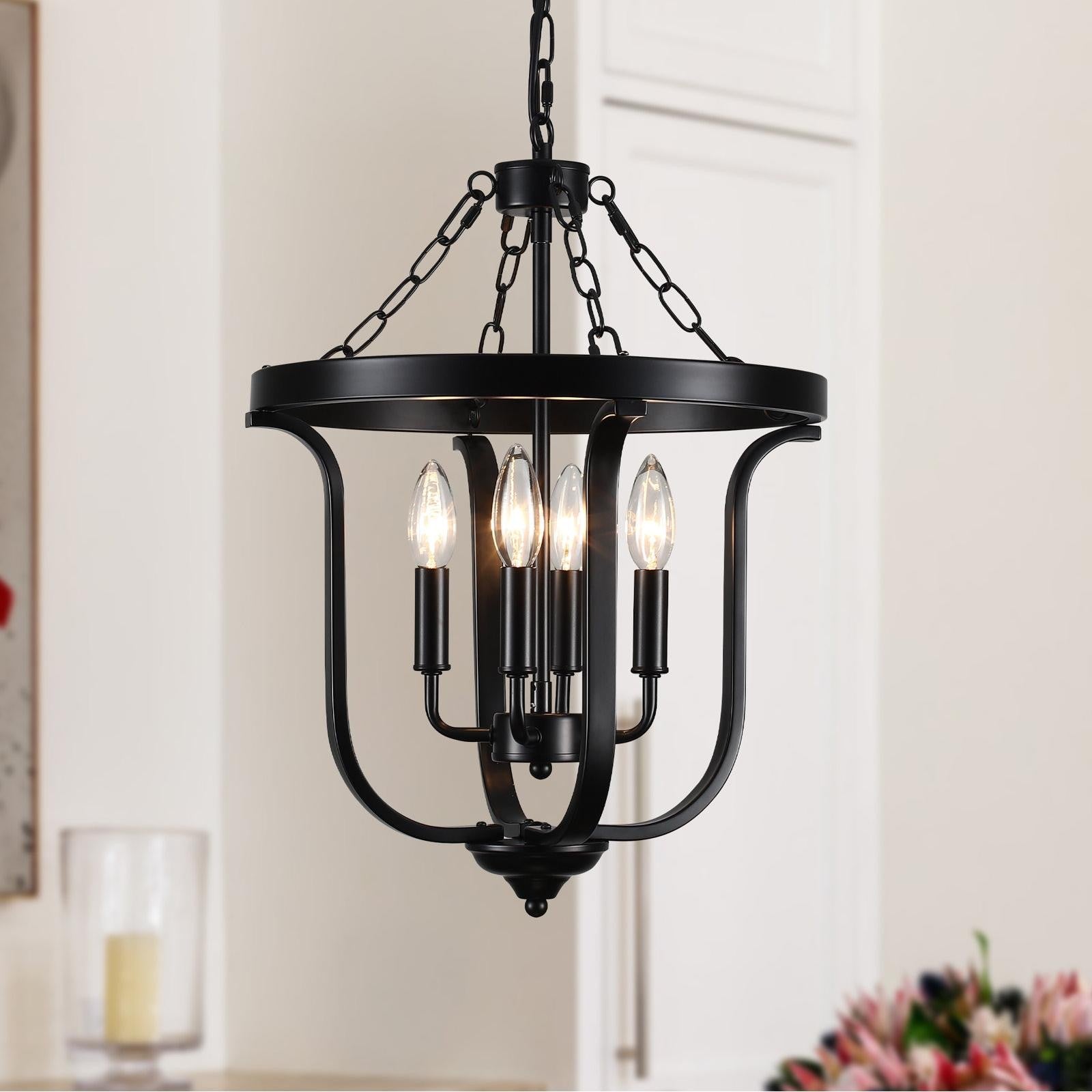 Richardson Industrial Black Wrought Iron Cage Pendant Light