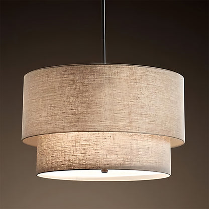 Javier Natural Linen Double Fabric Drum Pendant Light