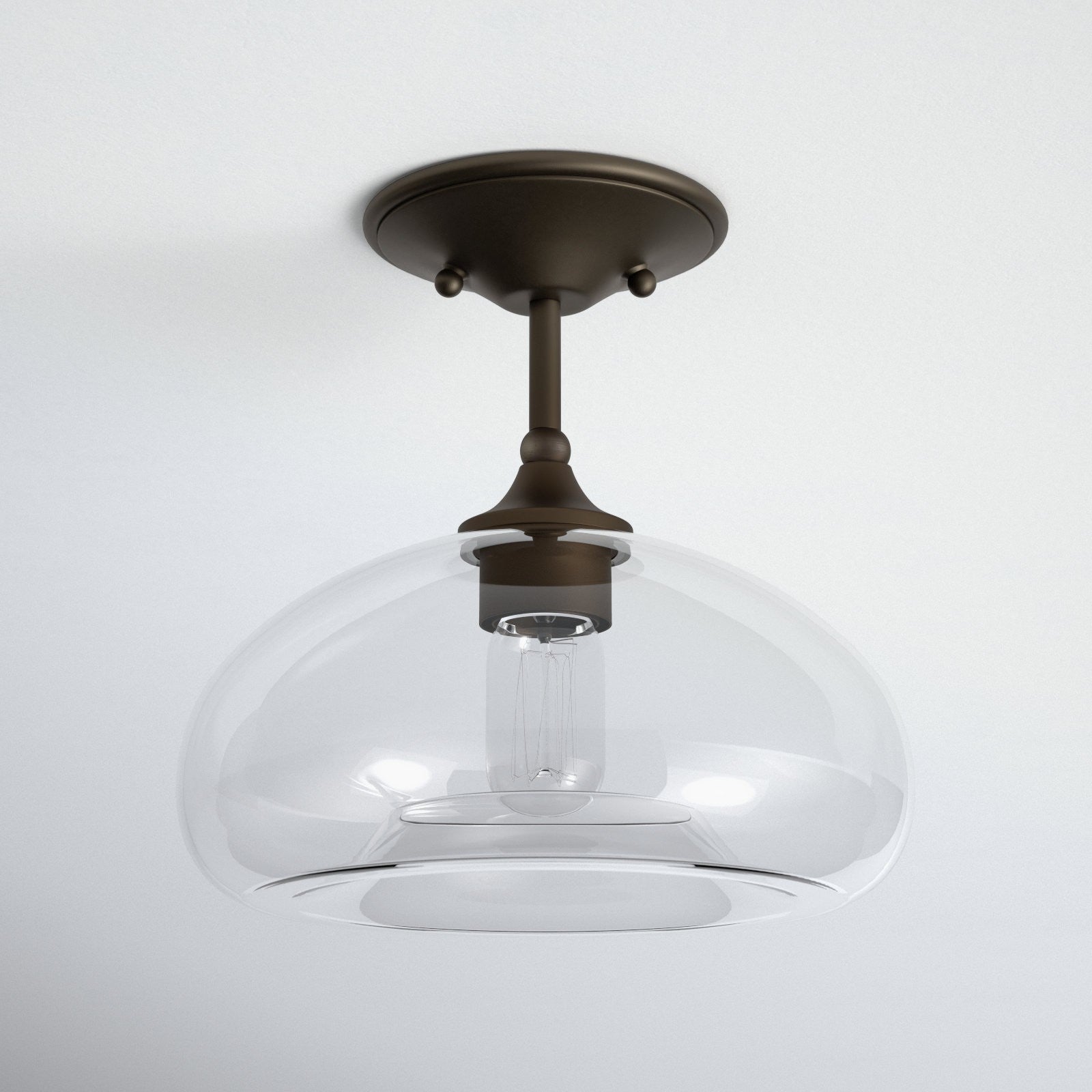 Thyran Farmhouse Small Globe Clear Glass Flush Mount Ceiling Light