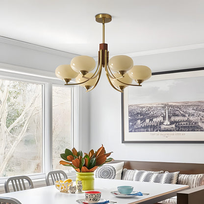 Juino Wood Farmhouse Milk Ball Sputnik Chandelier