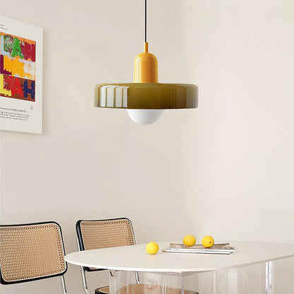 Xanadu Bauhaus Stained Glass Disc Pendant Light
