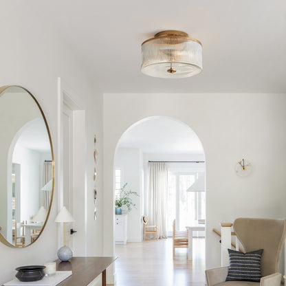 Claude Farmhouse Striped Glass Drum Ceiling Light