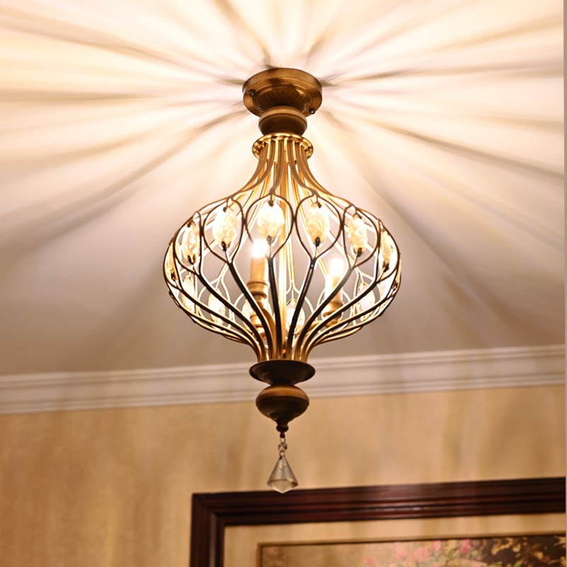 Keir French Luxury Retro Crystal Cage Chandelier