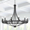 Adele Farmhouse Black Metal Wagon Wheel Chandelier