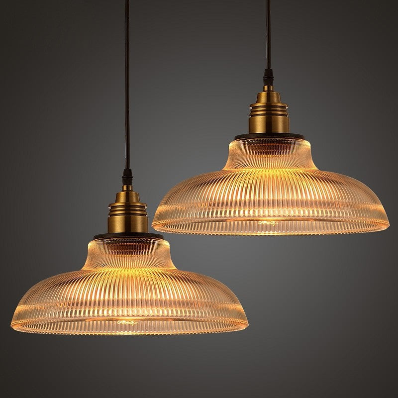 Aevia Vintage Transparent Striped Glass Pendant Light