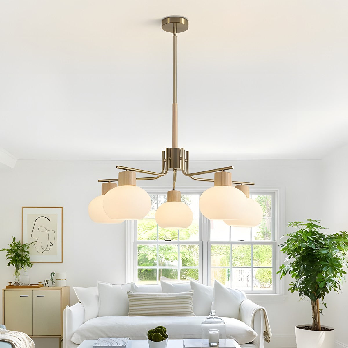 Jesper Gold Modern Frosted Glass Chandelier